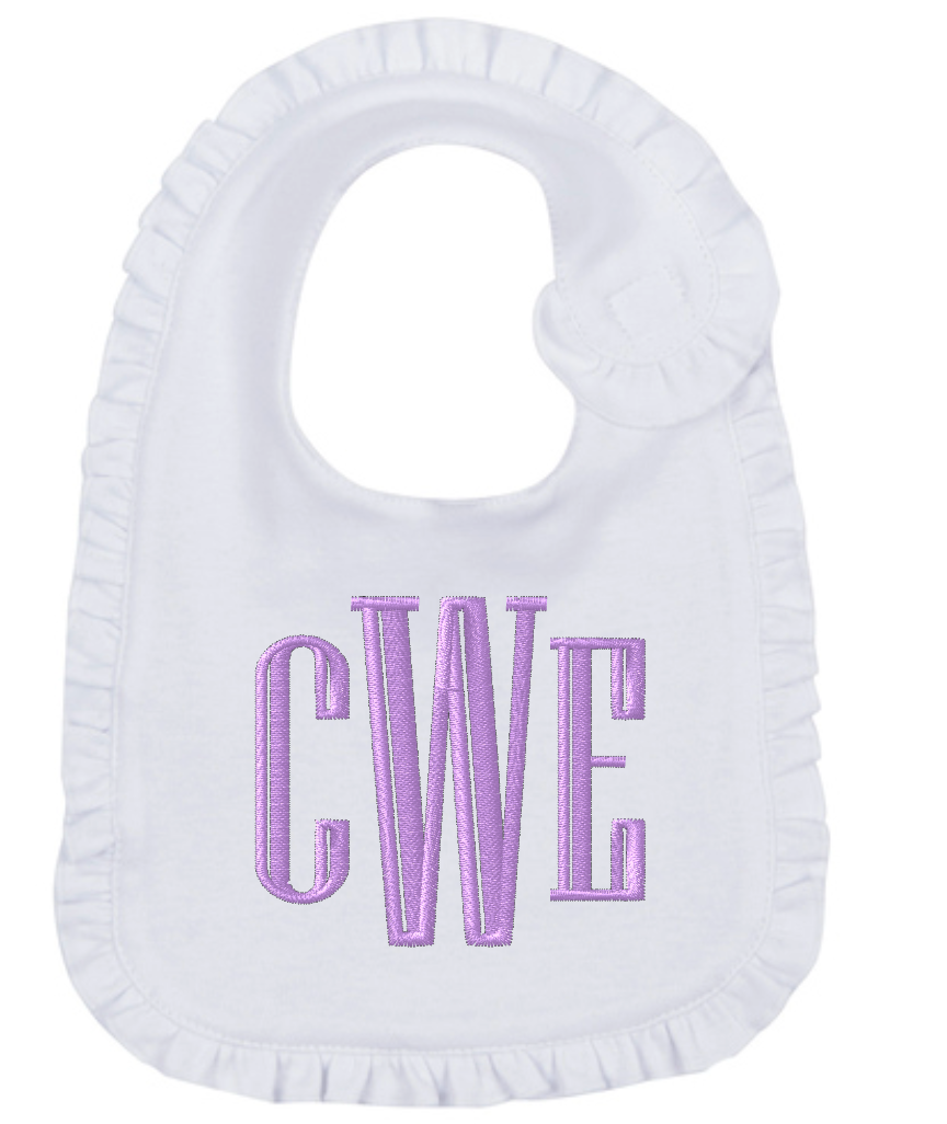 Ruffled Baby Bib: Monogramming Options