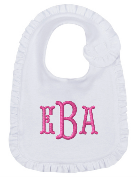 Ruffled Baby Bib: Monogramming Options