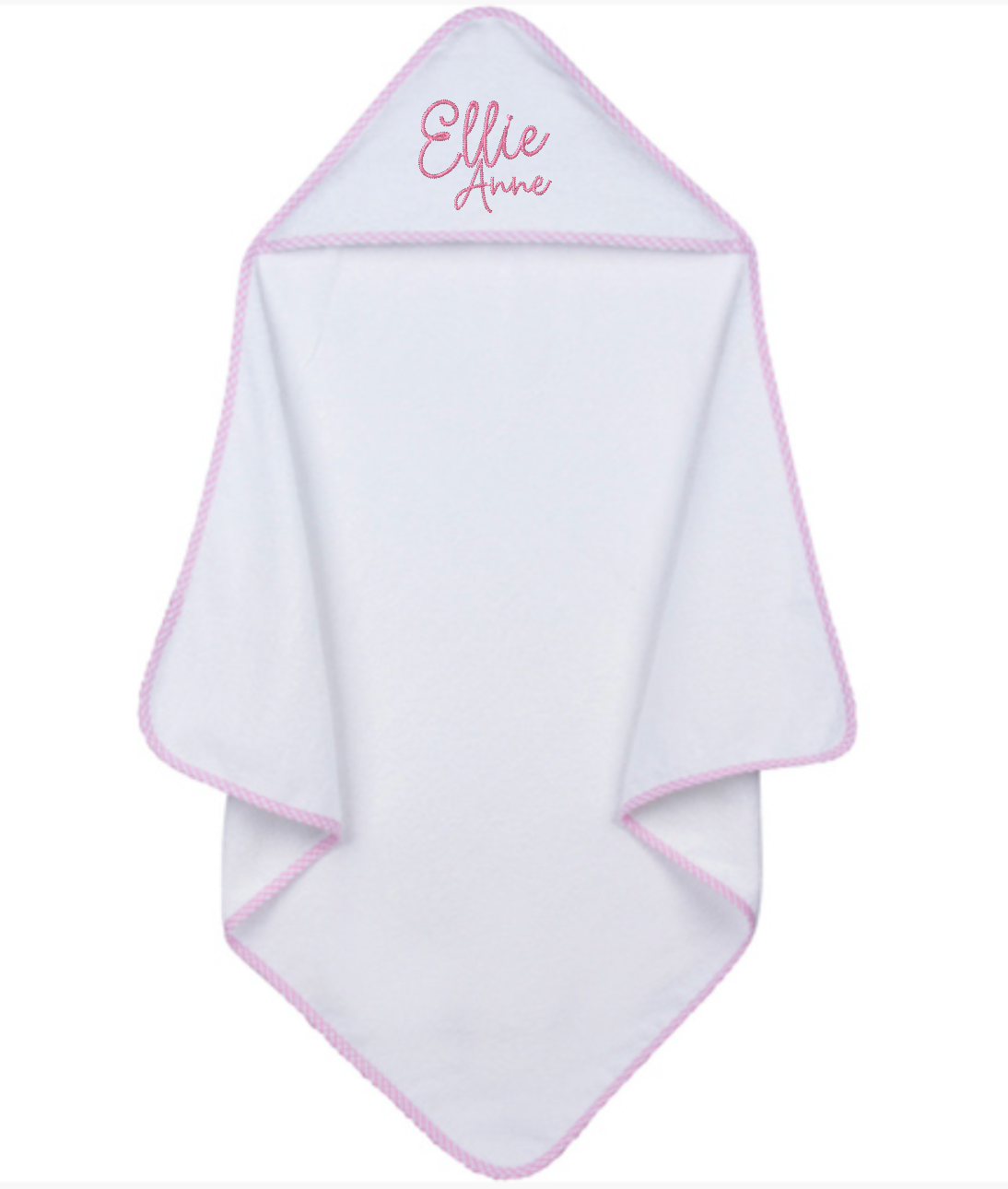 Hooded Towel with Gingham Trim - Pink